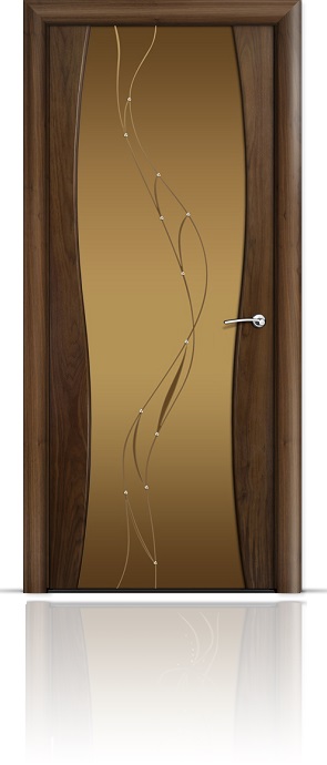 Дверь Мильяна Омега-1 Американский орех триплекс бронзовый Иллюзия