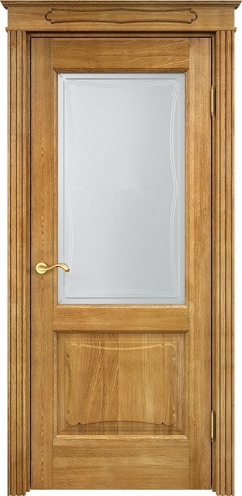 Дверь Массив Дуба модель Д6 цвет Светлый Орех 5% стекло 6-4