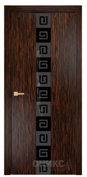 Дверь Оникс модель Соната цвет Эбен триплекс чёрный пескоструй Квадрат
