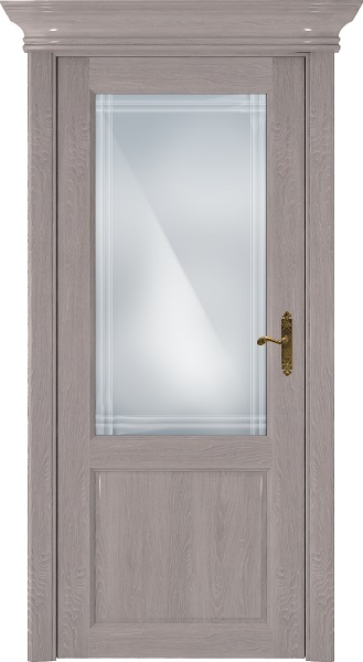 Дверь Status Classic модель 521 Дуб серый стекло сатинато белое решётка Италия