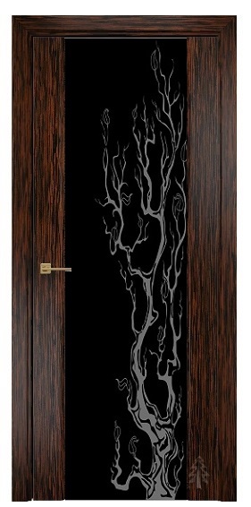 Дверь Оникс модель Престиж цвет Эбен триплекс чёрный пескоструй-11