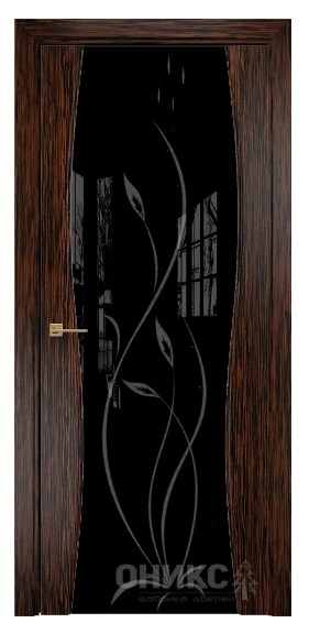 Дверь Оникс модель Грация цвет Эбен триплекс черный пескоструй-1