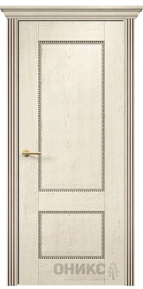 Дверь Оникс модель Александрия-2 цвет Слоновая кость патина коричневая