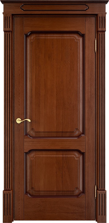 Дверь Массив Дуба модель Д7 цвет Коньяк+патина