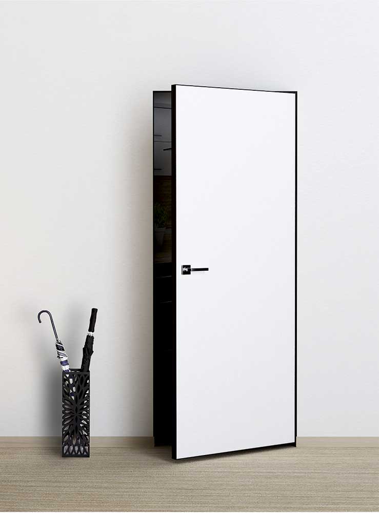 Дверь Profilo Porte INVISIBLE модель РX-0 h-2300 мм кромка AL чёрная c 4-x сторон