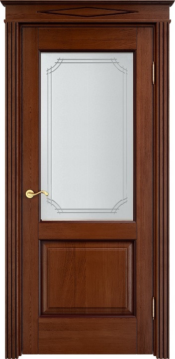 Дверь Массив Дуба модель Д13 цвет Коньяк+патина стекло 13-5