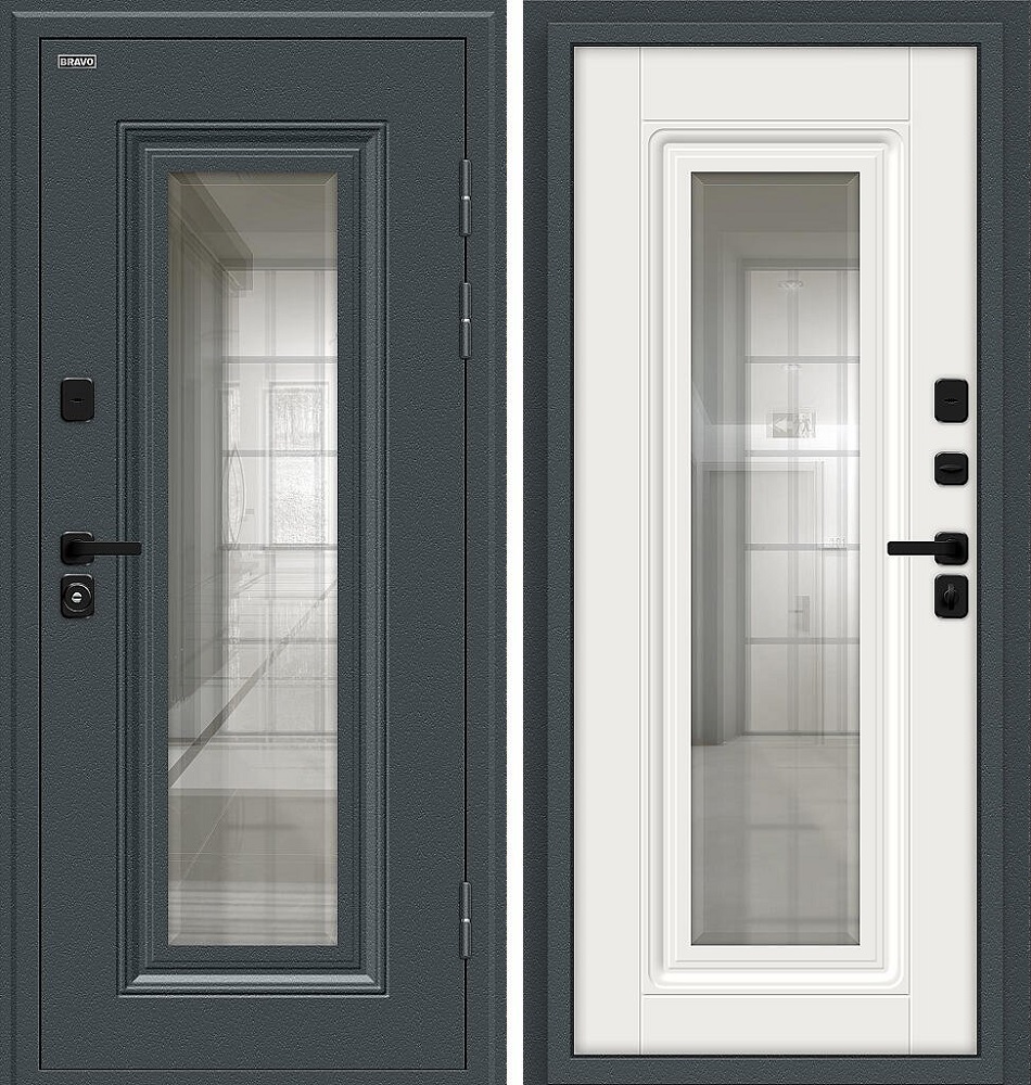 Входная Дверь Thermo Шелл СД/SBlack Старк антрацит/White Silk