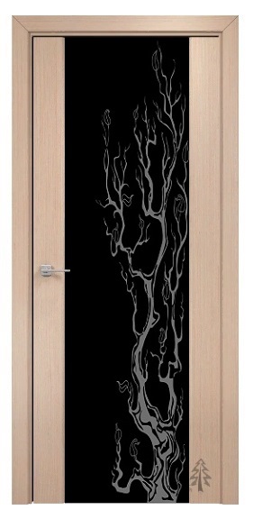 Дверь Оникс модель Престиж цвет Белёный дуб триплекс чёрный пескоструй-11
