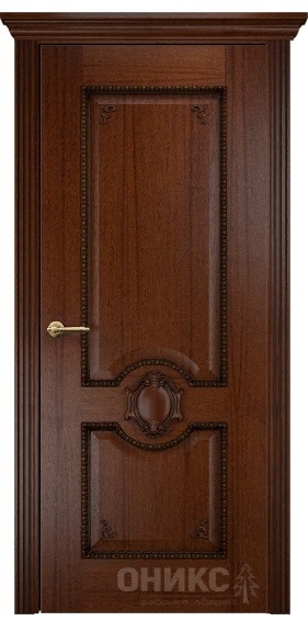 Дверь Оникс модель Рада с декором цвет Красное дерево патина черная
