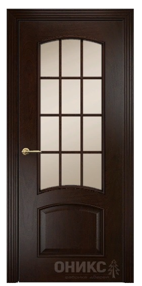 Дверь Оникс модель Прага с решёткой цвет Палисандр стекло сатинат Бронза