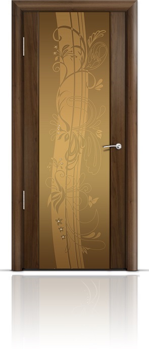 Дверь Мильяна Омега-2 Американский орех триплекс бронзовый Мотив