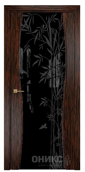 Дверь Оникс модель Грация цвет Эбен триплекс черный пескоструй-8