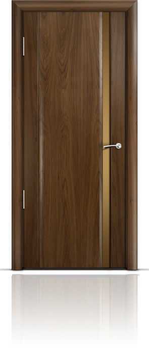 Дверь Мильяна Омега-2 Американский орех триплекс узкий бронзовый