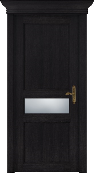 Дверь Status Classic модель 534 Дуб чёрный стекло Сатинато белое