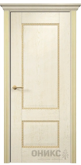 Дверь Оникс модель Александрия-2 цвет Слоновая кость патина золото