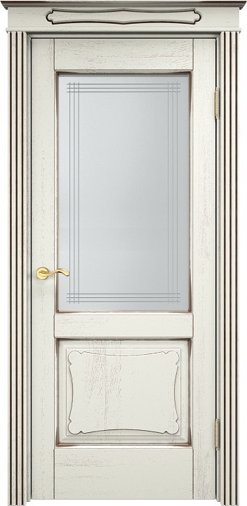 Дверь Массив Дуба модель Д6 цвет эмаль F120+черная патина стекло 6-7