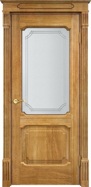 Дверь Массив Дуба модель Д7 цвет Светлый Орех 5% стекло 7-3