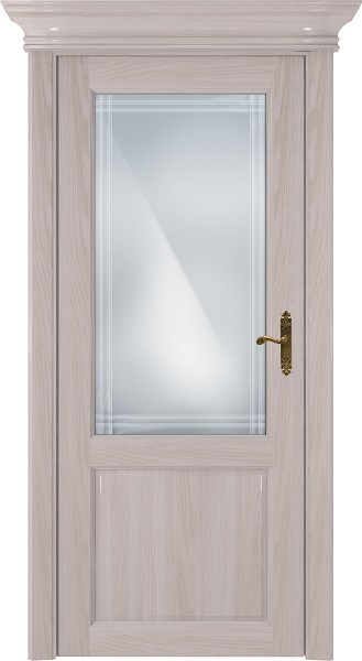 Дверь Status Classic модель 521 Ясень стекло сатинато белое решётка Италия