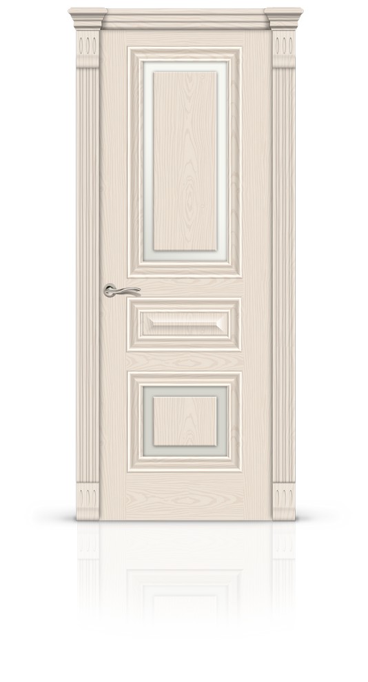 Дверь СитиДорс модель Элеганс-3 цвет Ясень крем триплекс белый