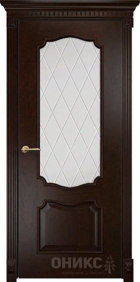 Дверь Оникс модель Венеция цвет Палисандр стекло гравировка Ромб