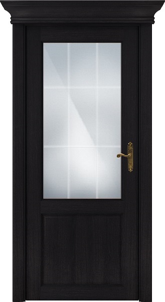 Дверь Status Classic модель 521 Дуб чёрный стекло сатинато белое решётка Англия