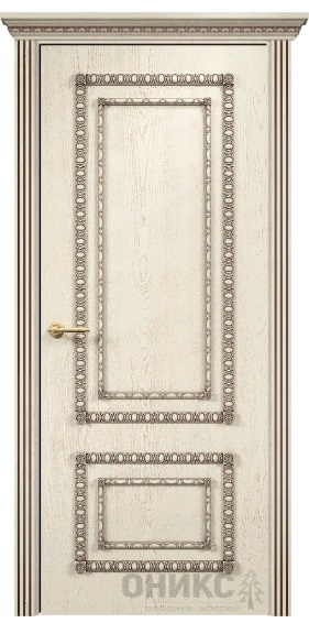 Дверь Оникс модель Прима цвет Слоновая кость патина коричневая