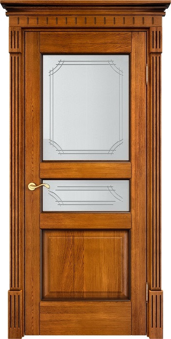 Дверь Массив Дуба модель Д5 цвет Медовый+патина орех стекло 5-1/5-1