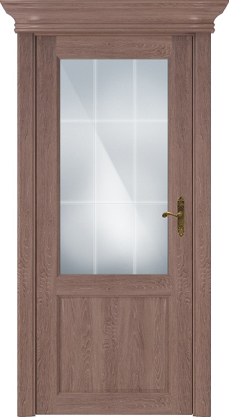Дверь Status Classic модель 521 Дуб капучино стекло сатинато белое решётка Англия