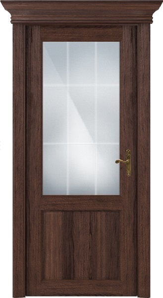 Дверь Status Classic модель 521 Орех стекло сатинато белое решётка Англия