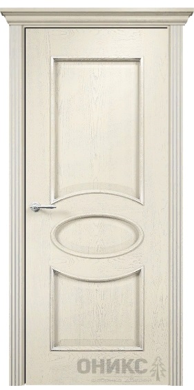 Дверь Оникс модель Эллипс цвет Слоновая кость патина серебро