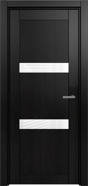 Дверь Status Estetica модель 832 Дуб чёрный стекло лакобель белый