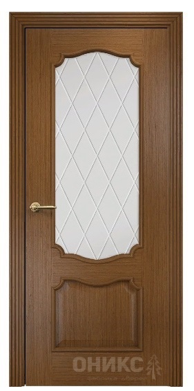 Дверь Оникс модель Венеция цвет Орех стекло гравировка Ромб