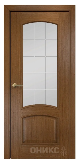 Дверь Оникс модель Прага цвет Орех стекло гравировка Решётка