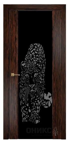 Дверь Оникс модель Престиж цвет Эбен триплекс чёрный пескоструй-10