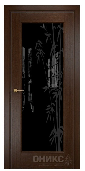 Дверь Оникс модель Техно цвет Венге триплекс черный пескоструй-5