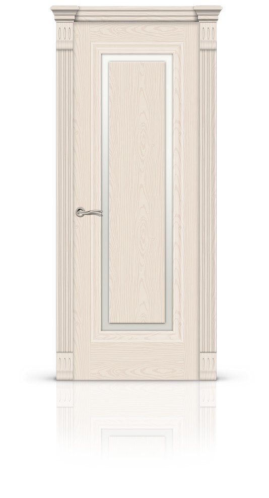 Дверь СитиДорс модель Элеганс-5 цвет Ясень крем триплекс белый
