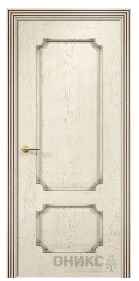 Дверь Оникс модель Палермо цвет Слоновая кость патина коричневая
