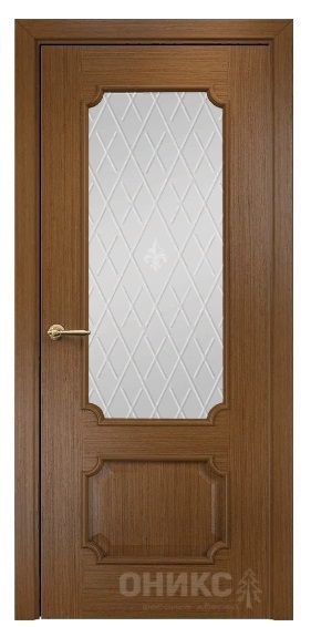 Дверь Оникс модель Палермо цвет Орех сатинат гравировка Британия