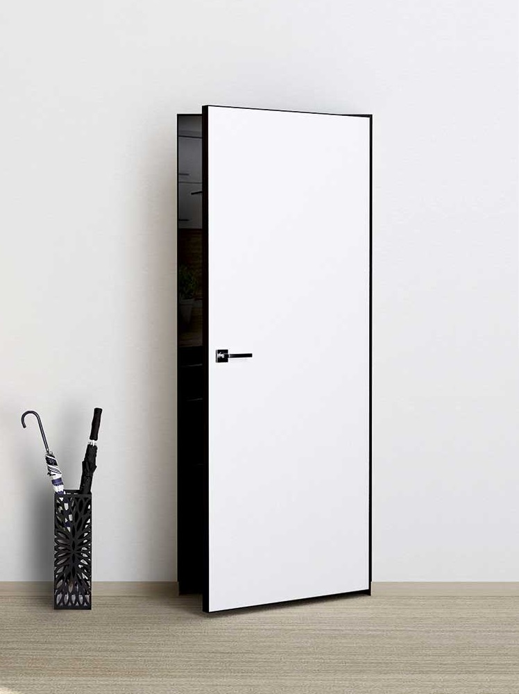 КД Дверь INVISIBLE WHITE 2000 мм кромка AL цвет чёрный c 4-x сторон прямого открывания