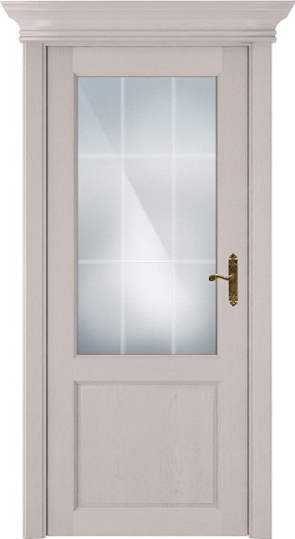 Дверь Status Classic модель 521 Дуб белый стекло сатинато белое решётка Англия
