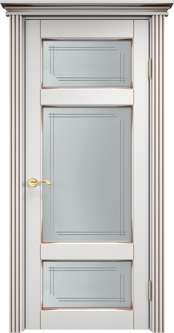Дверь Массив Ольхи модель Ол55 цвет Грунт+патина орех стекло 55-4