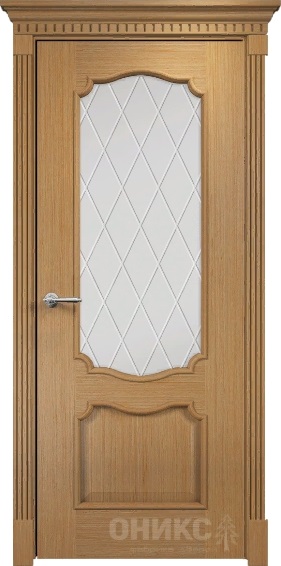 Дверь Оникс модель Венеция цвет Дуб стекло гравировка Ромб