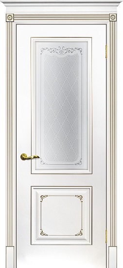 Дверь Текона Смальта-Деко 14 RAL 9003 патина шампань стекло