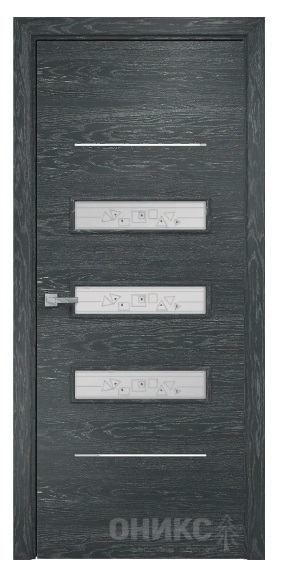 Дверь Оникс модель Трио цвет Серый дуб сатинат фьюзинг