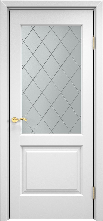 Дверь Массив Ольхи модель Ол13 цвет Эмаль белая стекло