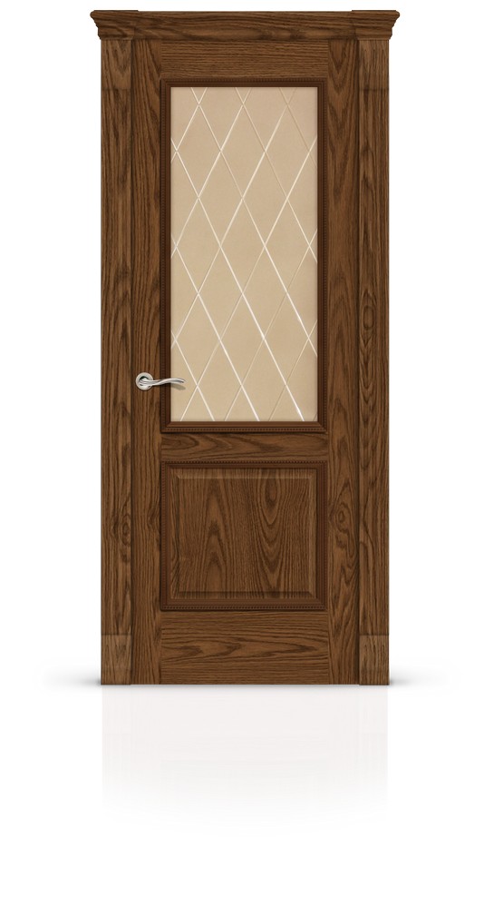 Дверь СитиДорс модель Бристоль-1 цвет Дуб морёный стекло бронза гравировка ромб