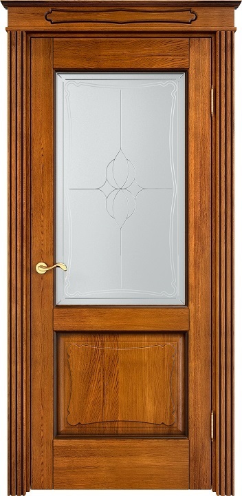 Дверь Массив Дуба модель Д6 цвет Медовый+патина орех стекло 6-5