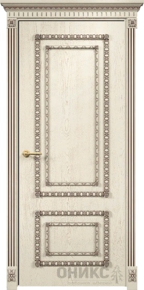 Дверь Оникс модель Прима цвет Слоновая кость патина коричневая
