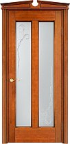 Дверь Массив Ольхи модель Ол102 цвет Медовый+патина орех стекло 102-2