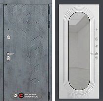 LABIRINT Входная металлическая дверь Бетон панель Зеркало Дольче цвет белый софт